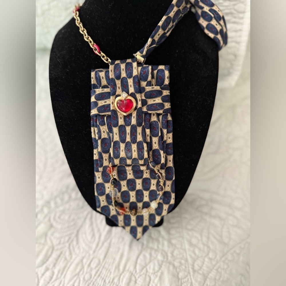 Vintage Silk Tie Jabot Necklace